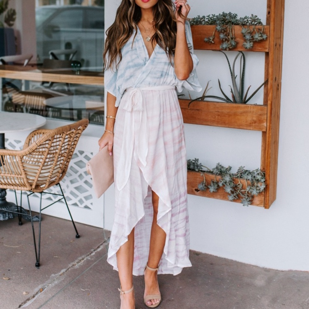 “Hip and Haute tie dye kimono maxi dress”